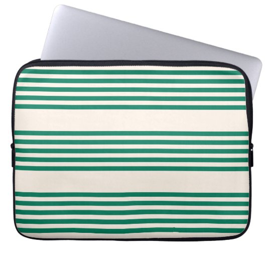 Fünf Streifen, grün und beige Laptopschutzhülle (Vorderseite)