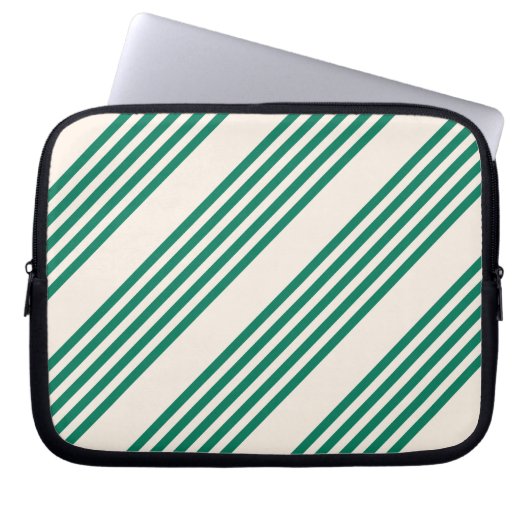 Fünf Streifen, grün und beige Laptopschutzhülle (Vorderseite)