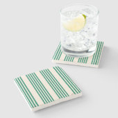 Fünf Streifen, grün und beige Steinuntersetzer (Seitenansicht)