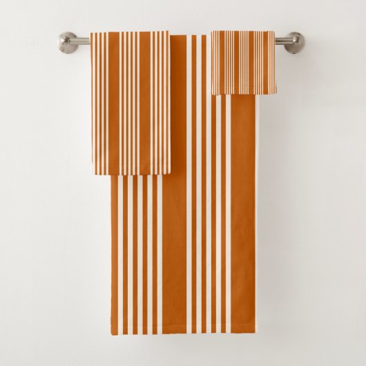 Fünf Streifen in Beige und Orange Badhandtuch Set (Insitu)