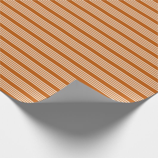 Fünf Streifen in Beige und Orange Geschenkpapier (Ecke)