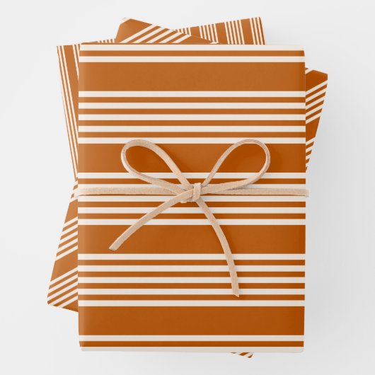 Fünf Streifen in Beige und Orange Geschenkpapier Set (Beispiel)