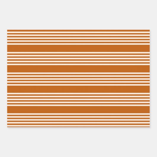 Fünf Streifen in Beige und Orange Geschenkpapier Set (Vorderseite)