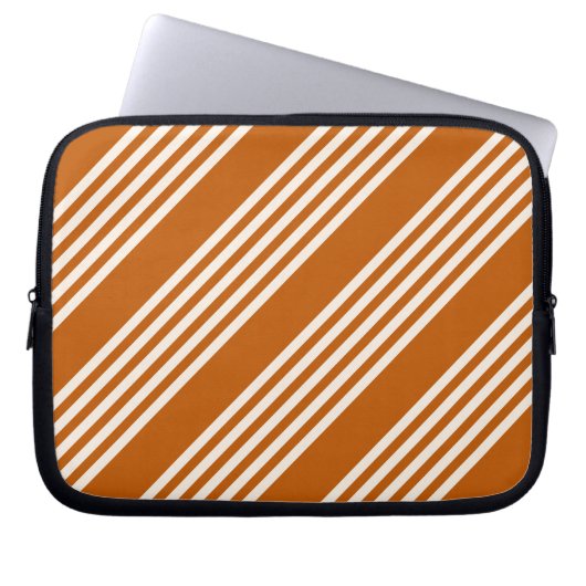 Fünf Streifen in Beige und Orange Laptopschutzhülle (Vorderseite)