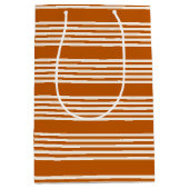 Fünf Streifen in Beige und Orange Mittlere Geschenktüte (Vorderseite)