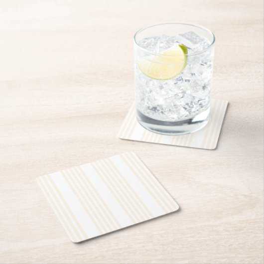 Fünf Streifen in Beige und Weiß Rechteckiger Pappuntersetzer (Vor Ort)