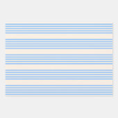 Fünf Streifen in Blau und Beige Geschenkpapier Set (Vorderseite)