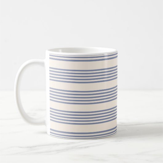Fünf Streifen in Blau und Beige Kaffeetasse (Links)