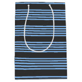 Fünf Streifen in Blau und Kohle Mittlere Geschenktüte (Vorderseite)