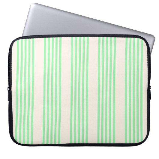 Fünf Streifen in grün und beige Laptopschutzhülle (Vorderseite)