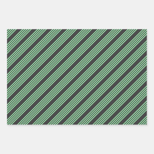 Fünf Streifen in grün und kohle Geschenkpapier Set (Vorderseite 2)