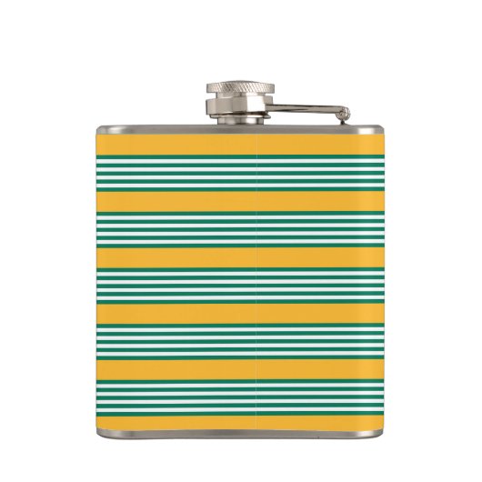 Fünf Streifen in grün und weiß, gelb Flachmann (Rückseite)