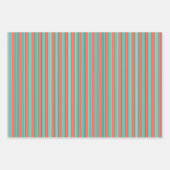 Fünf Streifen in grün und weiß mit Korallen Geschenkpapier Set (Vorderseite 3)