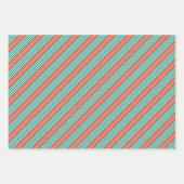 Fünf Streifen in grün und weiß mit Korallen Geschenkpapier Set (Vorderseite 2)