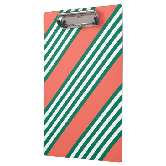 Fünf Streifen in grün und weiß mit Korallen Klemmbrett (Links)