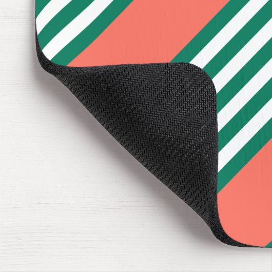 Fünf Streifen in grün und weiß mit Korallen Mousepad (Ecke)