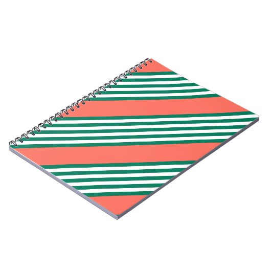 Fünf Streifen in grün und weiß mit Korallen Notizblock (Linke Seite)