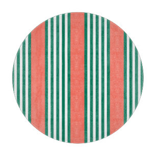 Fünf Streifen in grün und weiß mit Korallen Schneidebrett