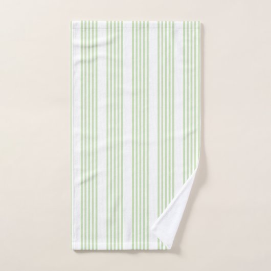 Fünf Streifen in hellgrün und weiß Badhandtuch Set (Handtuch)