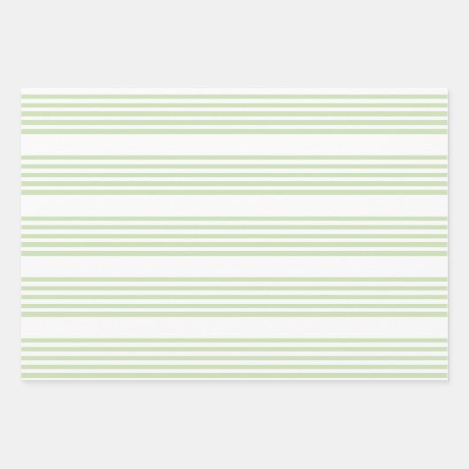 Fünf Streifen in hellgrün und weiß Geschenkpapier Set (Vorderseite)