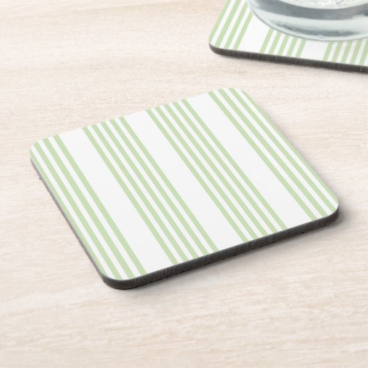 Fünf Streifen in hellgrün und weiß Getränkeuntersetzer (Linke Seite)