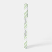 Fünf Streifen in hellgrün und weiß iPhone 16 Hülle (Rechte Seite)