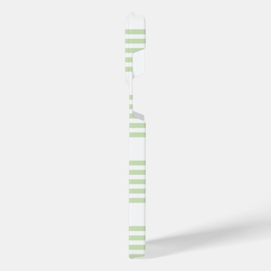 Fünf Streifen in hellgrün und weiß iPhone Hülle (Linke Seite)