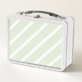 Fünf Streifen in hellgrün und weiß Metall Brotdose (Vorderseite)