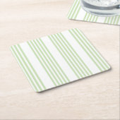 Fünf Streifen in hellgrün und weiß Rechteckiger Pappuntersetzer (angewinkelt)