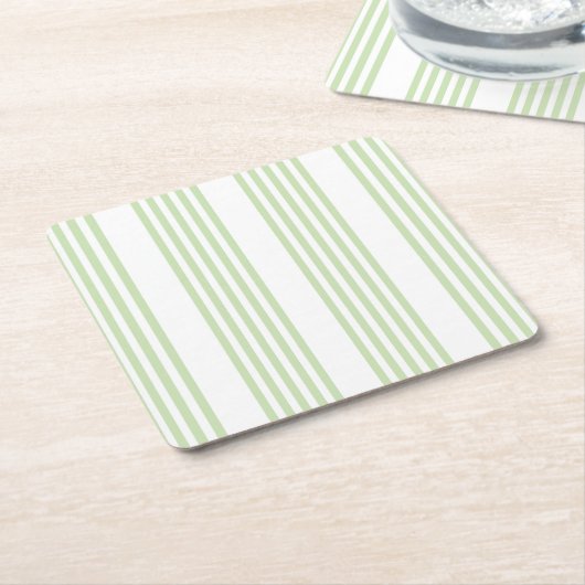 Fünf Streifen in hellgrün und weiß Rechteckiger Pappuntersetzer (angewinkelt)