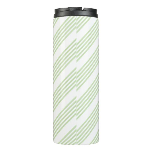 Fünf Streifen in hellgrün und weiß Thermosbecher (Rückseite)