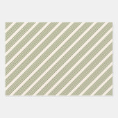 Fünf Streifen in Olivgrün und Beige Geschenkpapier Set (Vorderseite 2)