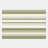 Fünf Streifen in Olivgrün und Beige Geschenkpapier Set (Vorderseite)