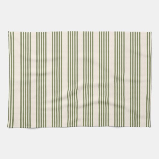 Fünf Streifen in Olivgrün und Beige Geschirrtuch (Horizontal)
