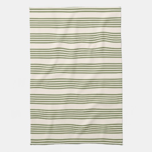 Fünf Streifen in Olivgrün und Beige Geschirrtuch (Vertikal)