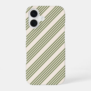 Fünf Streifen in Olivgrün und Beige iPhone 16 Hülle