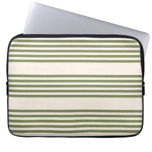 Fünf Streifen in Olivgrün und Beige Laptopschutzhülle