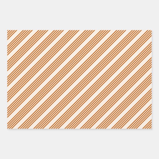Fünf Streifen in Orange und Beige Geschenkpapier Set (Vorderseite 2)