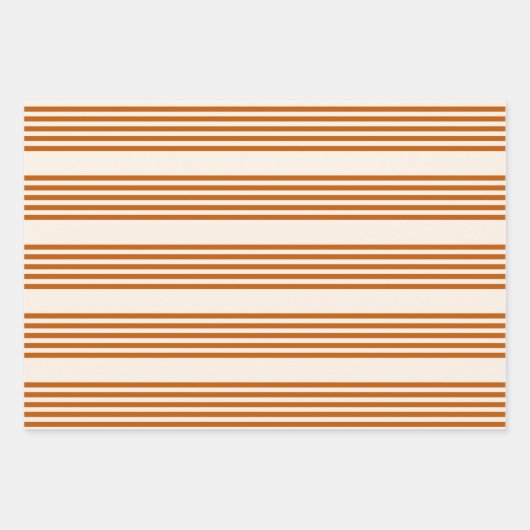 Fünf Streifen in Orange und Beige Geschenkpapier Set (Vorderseite)