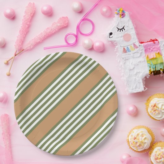 Fünf Streifen mit hellgrün und weiß Pappteller (Party)