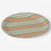 Fünf Streifen mit hellgrün und weiß Pappteller (Schrägansicht)