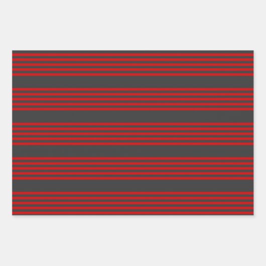 Fünf Streifen, rot und kohlefrei Geschenkpapier Set (Vorderseite)