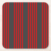 Fünf Streifen, rot und kohlefrei Rechteckiger Pappuntersetzer (Vorderseite)