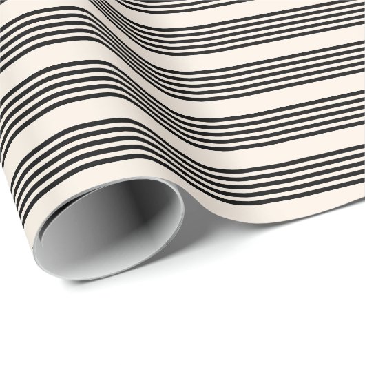 Fünf Streifen schwarz und beige Geschenkpapier (Rolleneckpunkt)