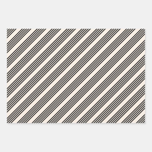 Fünf Streifen schwarz und beige Geschenkpapier Set (Vorderseite 2)