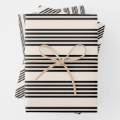 Fünf Streifen schwarz und beige Geschenkpapier Set (Beispiel)