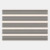 Fünf Streifen schwarz und beige Geschenkpapier Set (Vorderseite)