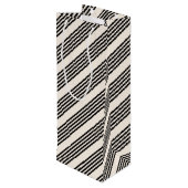 Fünf Streifen schwarz und beige Geschenktüte Für Weinflaschen (Rückseite Schrägansicht)