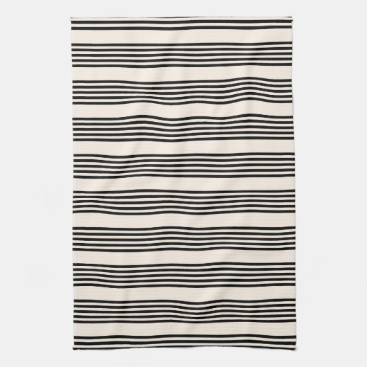 Fünf Streifen schwarz und beige Geschirrtuch (Vertikal)