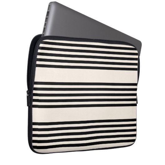 Fünf Streifen schwarz und beige Laptopschutzhülle (Vorne Rechts)